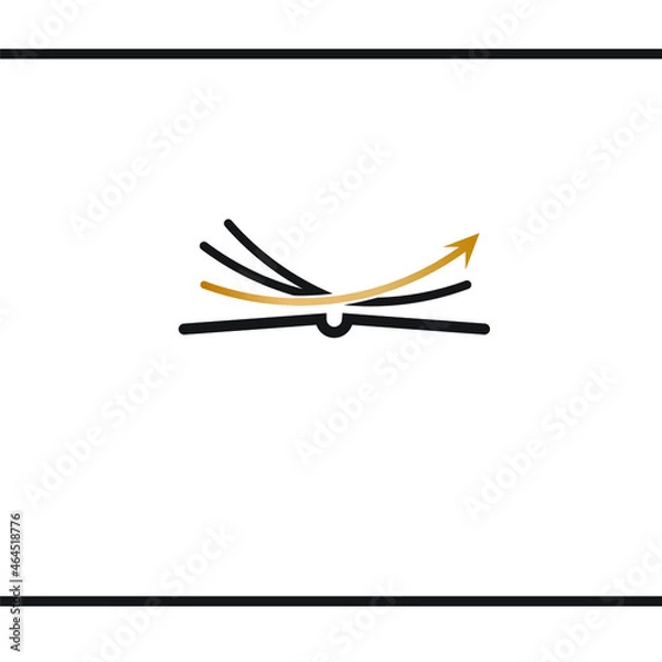 Fototapeta A book and a grow arrow logo design. Education and success. Gold arrow. Vector logo design template.