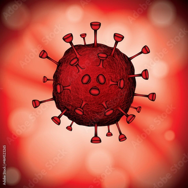 Fototapeta Vector illustration of Coronavirus on a blurry red background