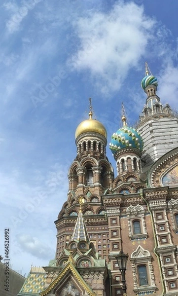 Obraz Saved on blood, in the city of St. Petersburg. The temple was built on the banks of the Neva River. One of the most beautiful Orthodox churches.