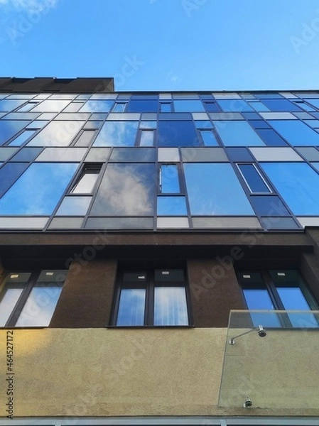 Obraz Modern architectural structures. Minimalistic, made of glass slabs. Buildings in Russia.