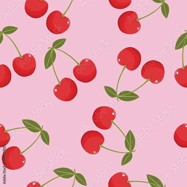 Fototapeta Cute cherry seamless pattern , wrapping paper, vector textile fabric print vector illustration.