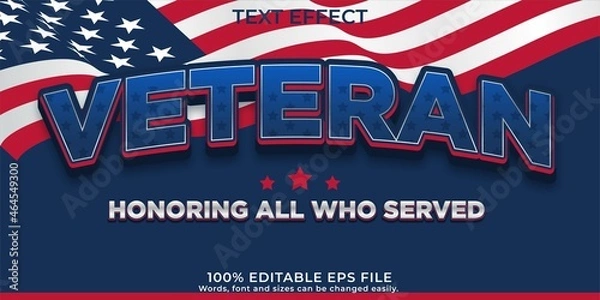 Obraz Veteran day army text effect design