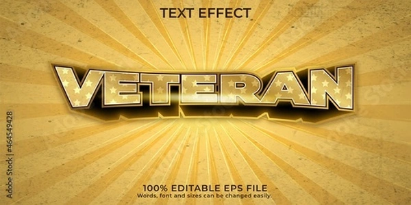 Obraz 3d veteran gold text effect
