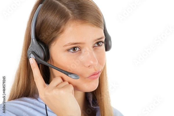 Obraz Cute girl with headset