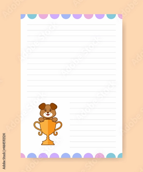 Fototapeta Planner page and to do list with cute dog. Cartoon vector illustration.