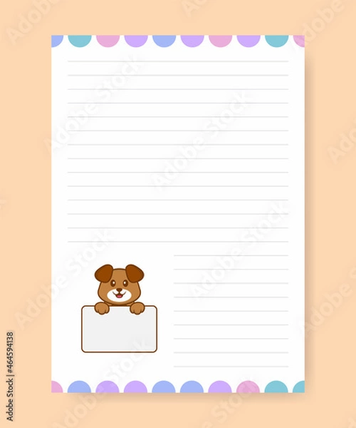 Fototapeta Planner page and to do list with cute dog. Cartoon vector illustration.