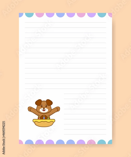 Fototapeta Planner page and to do list with cute dog. Cartoon vector illustration.