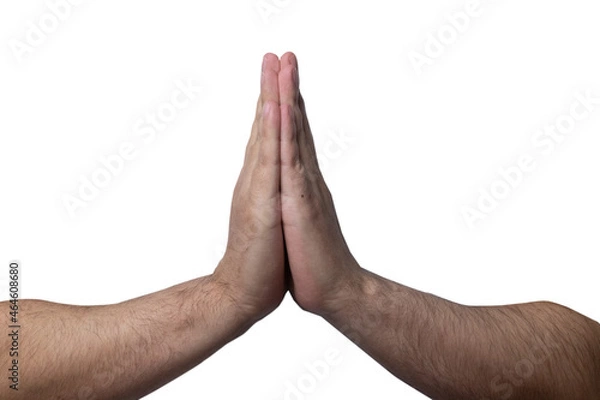 Obraz hands in prayer isolated whtite background