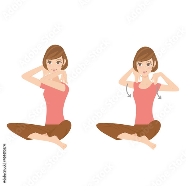 Fototapeta ヨガ　肩回し　リラックス　女性