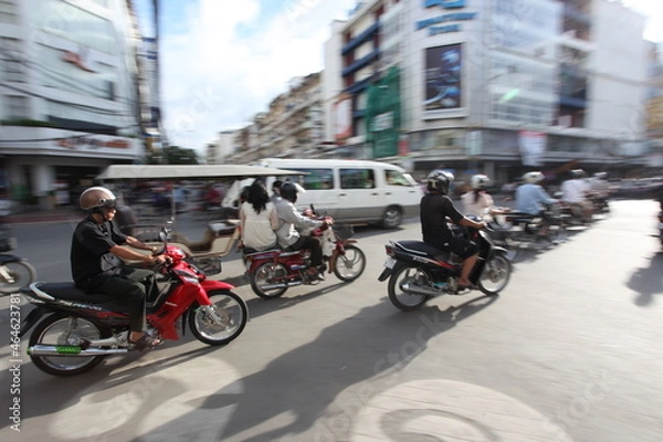 Obraz カンボジアプノンペンの街