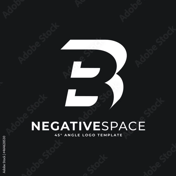 Fototapeta B Letter Logo Negative Space