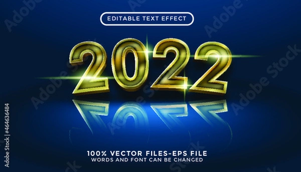 Obraz new year 2022 text. editable text effect with golden style premium vectors
