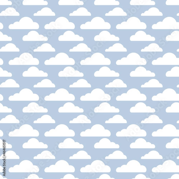 Obraz seamless abstract pattern with white clouds on a blue background. vector illustration.