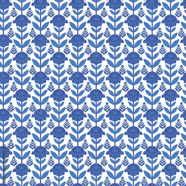 Obraz seamless abstract floral blue pattern. vector illustration