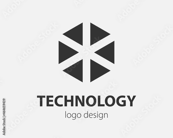 Fototapeta Trend logo vector hexagon tech design. Technology logotype for smart system, network application, crypto icon.