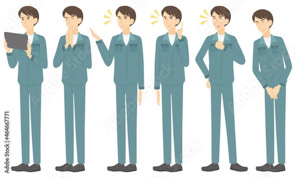 Fototapeta 様々なポーズをとる男性業者