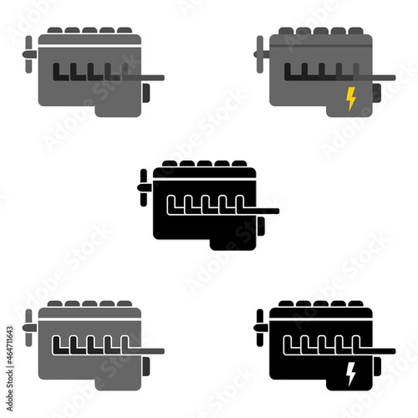 Fototapeta Car motor engine vector icon set