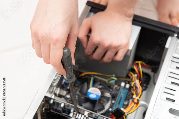 Fototapeta Repair of computers and components.Replacement of parts and repair.