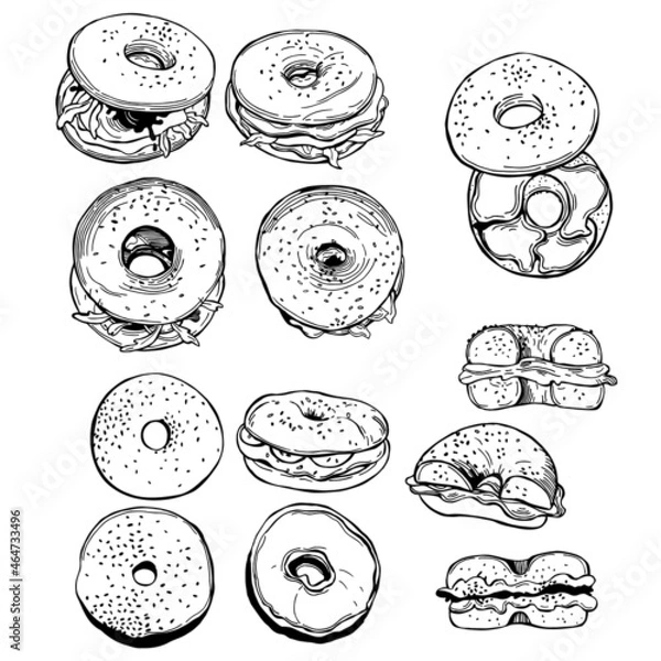 Obraz Sketch bagels. Vector   illustration.