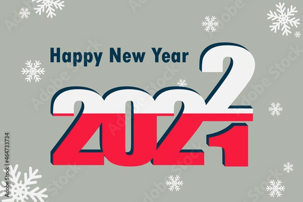Obraz New year's card 2022. It shows an element of the flag of Poland, a festive inscription and snowflakes. It can be used as a promotional poster, postcard, website, or national greeting.