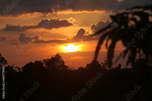 Obraz カンボジア、シュムリアップの夕日