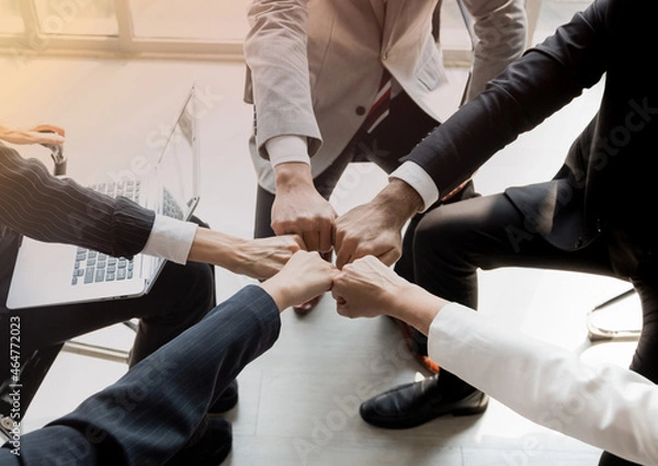 Fototapeta Business team, The power of the team. Intention in the work of the employees in the organization. Will make the work goals successful. The business will be successful because it has a strong team.