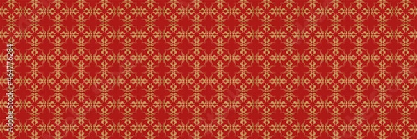 Obraz Tile background pattern with decorative ornament on a red background. Seamless background for wallpaper, textures. Vector illustration.
