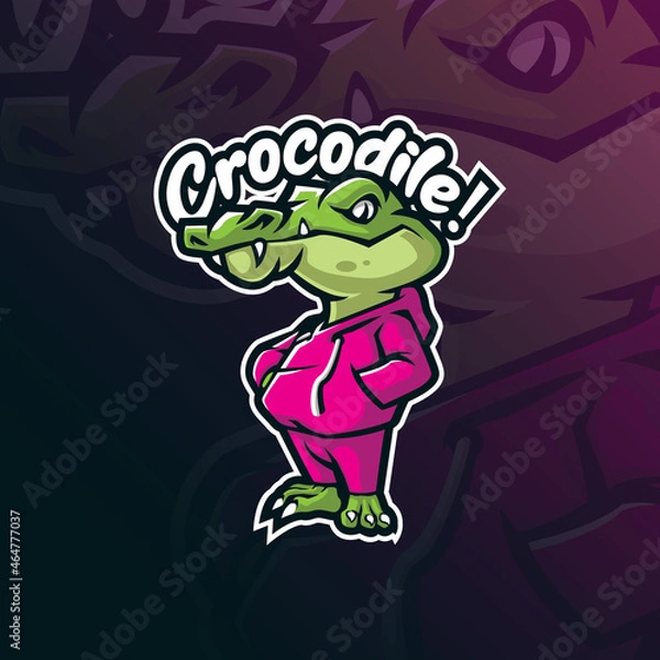 Fototapeta Crocodile mascot logo design vector with modern illustration concept style for badge, emblem and t shirt printing. Smart crocodile illustration.