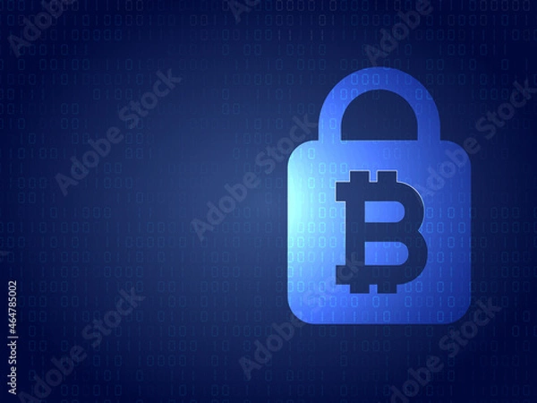 Obraz  3d illustration crypto currency bitcoin lock background. security and bank