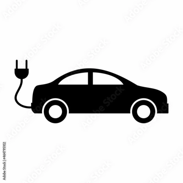 Fototapeta Electric car icon. Simple electric car transportation icon, charging station icon. High quality and suitable for your design. Flat design vector illustration on a white background.