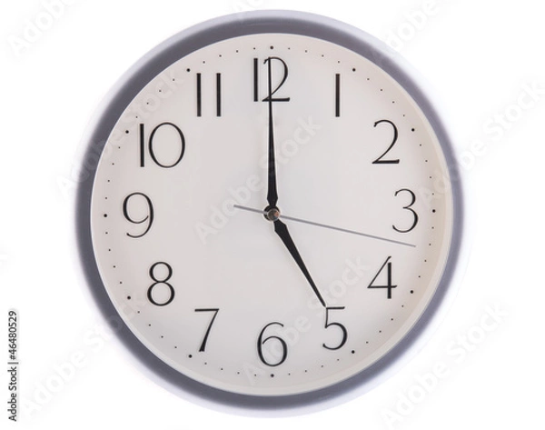 Obraz isolated white clock at five