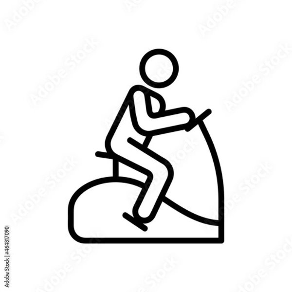 Fototapeta Exercise bike flat icon. Pictogram for web. Line stroke. Sport ewuipment isolated on white background. Vector eps10