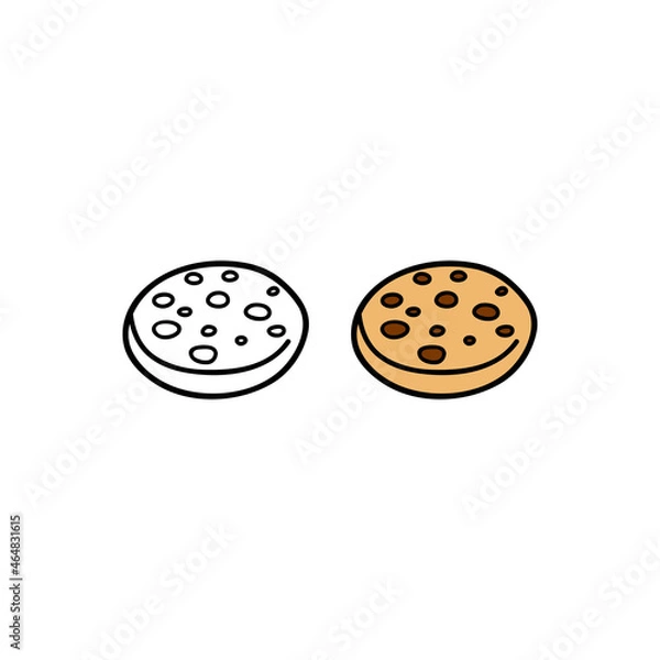 Fototapeta Hand drawn colored and outline cookie.