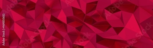Fototapeta High resolution 3d abstract geometric magenta background, triangle seamless