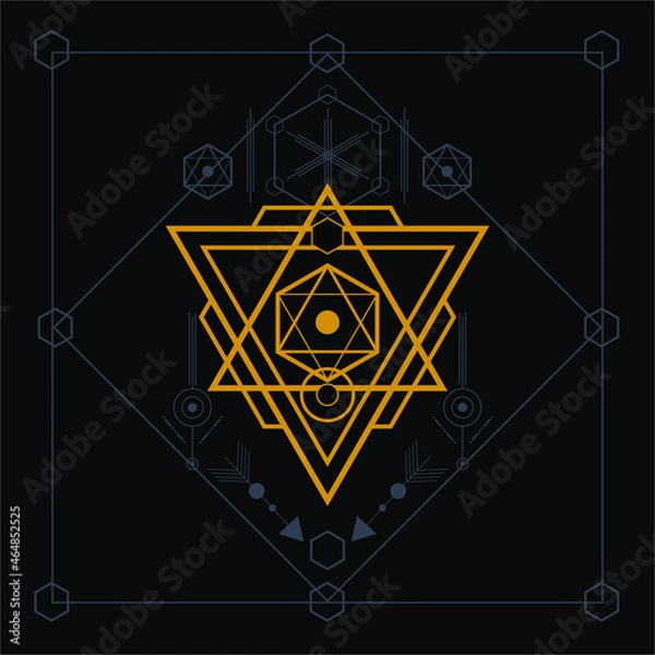 Fototapeta Luxury, Geometric, Abstract,  Gold And Grey Colored Esoteric Symbol Vector illustration