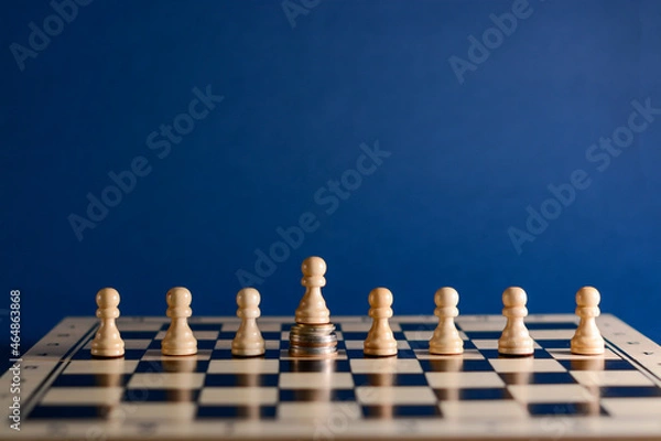 Fototapeta Distinguishing among friends and colleagues with your wealth. The pawn is the highest because it stands on the money.