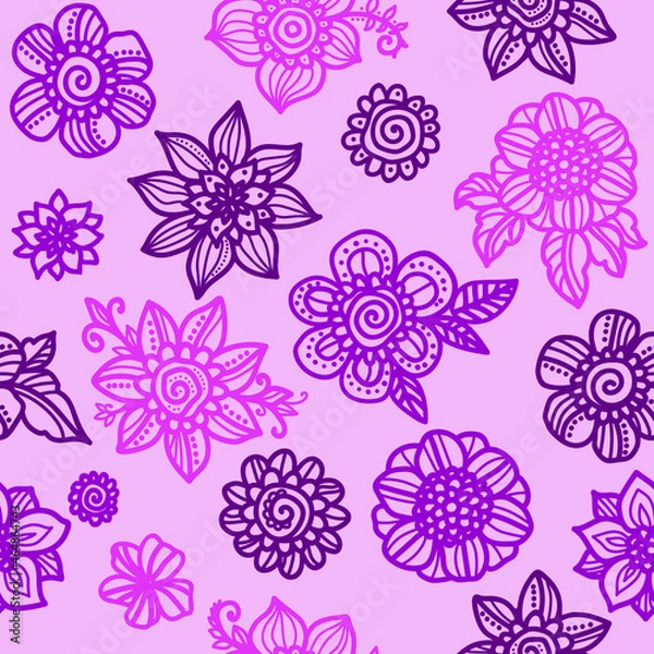 Obraz seamless pattern with purple flowers