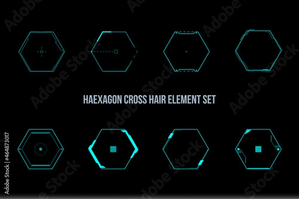 Fototapeta HUD Technology Futuristic Hexagon Scifi Frame Layout Template for UI, Game, Infographic, Information Vector Set.