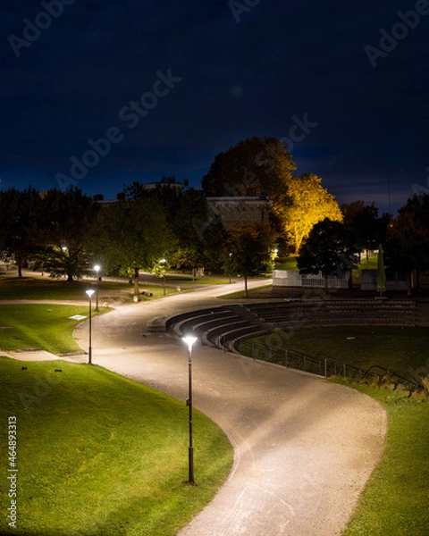Obraz Illuminated walkway with no people in Ingolstadt, Germany.
