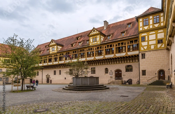 Fototapeta Tubingen, Germany. The inner courtyard of a medieval castle, now occupied by the university