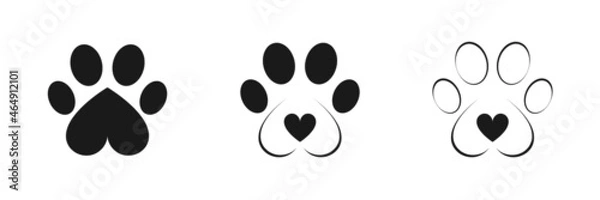 Fototapeta Animal paw icons set. Flat design. Vector illustration.
