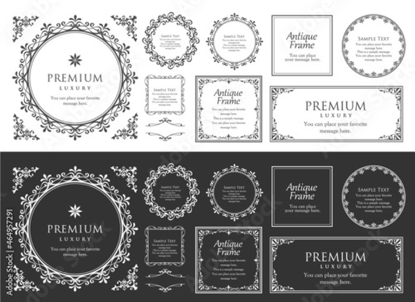 Fototapeta クリスマスをイメージしたフレームデザインのセット。アンティーク。ビンテージ。エレガント