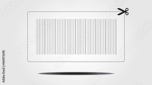 Fototapeta Coupon with bar codes and scissors on isolated background
