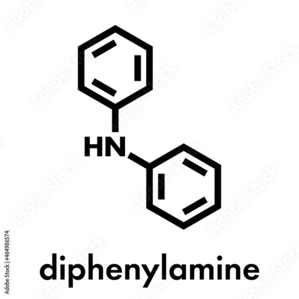 Fototapeta Diphenylamine antioxidant molecule. Used to prevent apple scald.  Skeletal formula.