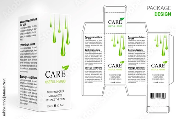 Obraz Box design, die-stamping. Vector template