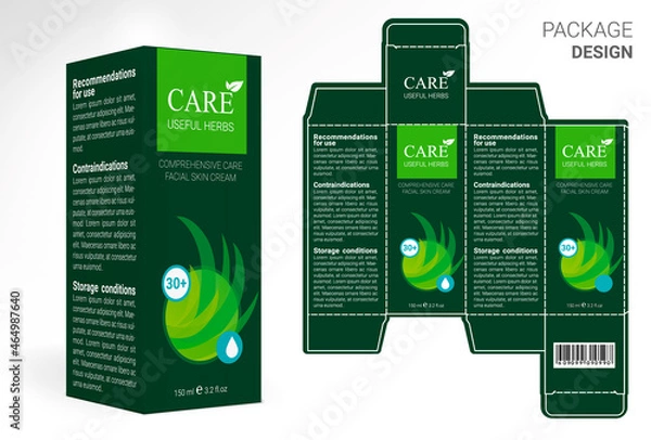 Obraz Box design, die-stamping. Vector template