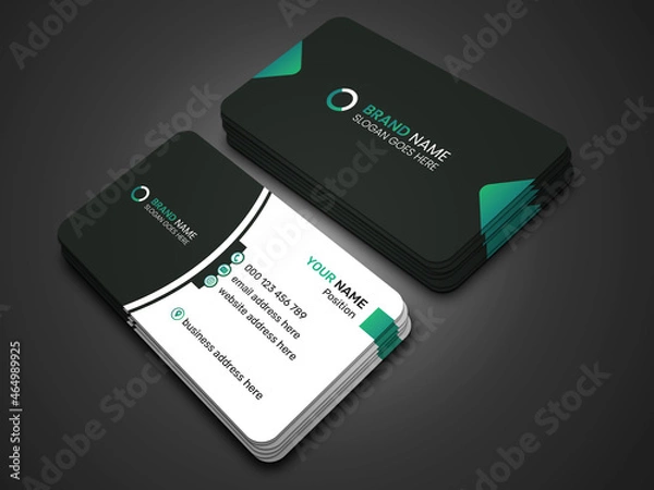 Fototapeta Double-sided creative business card vector design template. Business card for business and personal use. Vector illustration design. Horizontal layout, Print ready
