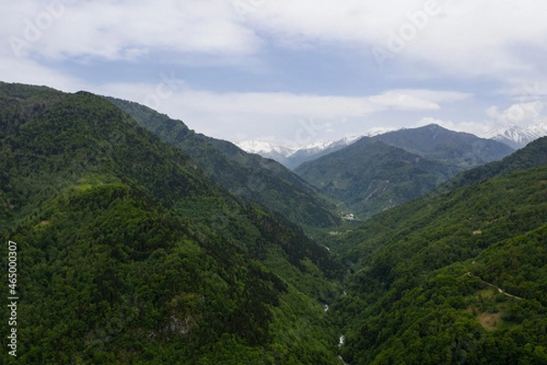 Fototapeta Machakhela Gorge from a drone, Adjara, Georgia