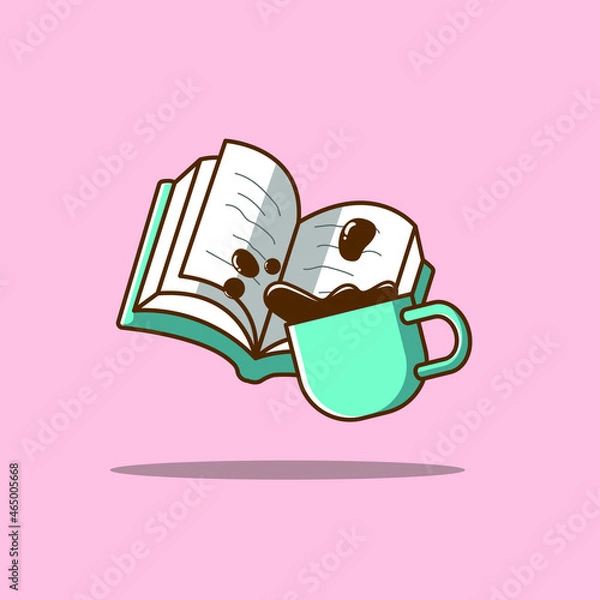 Obraz coffee and book vector illustration
