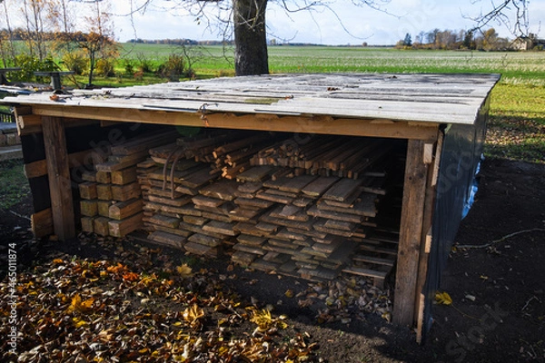 Obraz Timber storage. How to store timber at home.